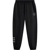 Li Ning Basketball Series Casual Simple Cuffed Lace-Up Printed Comfortable Versatile Knitted Sports Pants Men pants Black AKLV147-1 XL