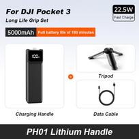 skirta DJI Osmo Pocket 3 5000 mAh baterija, nešiojamas maitinimo blokas, rankena Osmo Pocket 3 priedui juoda