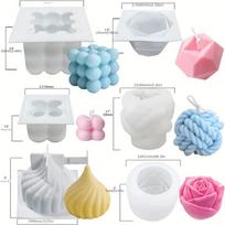 Aromaterapijos žvakių įrankių rinkinys (Rubiko kubo ir rožių stilius) – Žvakių dagčių gamybos rinkinys, daugiafunkcinės silikoninės formelės DIY dervos, gipso gaminiams 1 set white