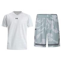 Under Armour Logo Print Breathable Knitted Short Sleeve T-Shirt Camouflage Pattern Shorts Casual Sports Set Men sets 21500531-009+24500210-100 L