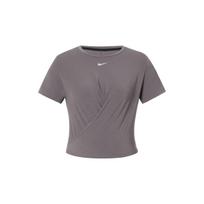 Nike One Luxe Twist Atspindintis Logotipas Kvėpuojantis Treniruočių Laisvalaikio Trumpomis Rankovėmis Marškinėliai Moteriški Viršutiniai Drabužiai Mineralinis Violetas DD4922-202 M