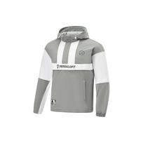 Li-Ning Wade Series Color-Block Hooded Short Cotton Jacket Men Tops Mixed River-Stone-Grey Standard-White AJMT103-2 L