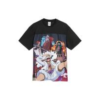 Puma X One Piece Cartoon Print Round Neck Short Sleeve Retro T-Shirt Unisex Tops Black 624673-01 M black