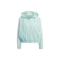 Adidas Solid Stripe Print Logo Zip Hoodie Jacket Women Outerwear Green HC9158 XL
