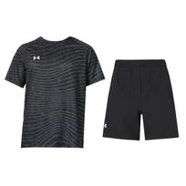 Under Armour Crew Neck Pullover Short Sleeve Top And Elastic Shorts Casual Sports Set Men sets 24500510-001+22500214-001 M