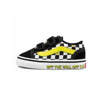 SpongeBob SquarePants x Vans Old Skool Velcro Mažylių Off The Wall Kūdikio Sportbačiai Juodi Balti Geltoni VN000D3Y9EK 25.5