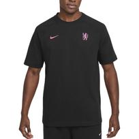 Nike Chelsea FC FW24 Kelioninis Trečiasis Futbolo Megztinis Apvalia Kaklo Trumpomis Rankovėmis Marškinėliai Vyriški Viršutiniai Drabužiai Juodi HM1116-011 S