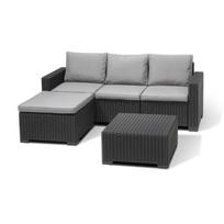 Sodo kampinė sofa ir stalas, Kalifornijos šezlongas, pilkas
