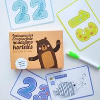 Lavinamosios daugkartinio naudojimo kortelės "Nuo taško iki taško" + žymeklių rinkinys dovanų