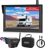 "AUTO-VOX" belaidė saulės magnetinė atbulinės eigos kamera: 1 minutė, 5 colių 1080P monitorius, 115 m nuotolis, skirtas karavanams, sunkvežimiams, automobiliams, nameliams ant ratų, priekaboms.