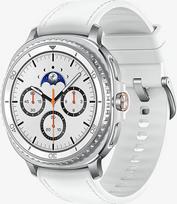 "Samsung Galaxy Watch8 Classic" išmanusis laikrodis, fitneso laikrodis ir fitneso seklys, hibridinis dirželis ir dėvimas ekranas, besisukantis rėmelis, 64GB atmintis, 46 mm, "Bluetooth", baltas