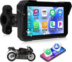 CAMECHO Carplay motociklų navigacijos ekranas "Moto", 5 colių HD IPS jutiklinis ekranas IP68 atsparus vandeniui motociklų navigacijos įrenginiai su belaidžiu "Carplay" "Android Car Bluetooth 5.0