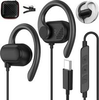 USB C ausinės "iPhone 16 15 Pro 5G", C tipo ausinės USB C jungties ausinės su kabeliu Mikrofonas su ausų kabliukais "Samsung A56 A34 Galaxy A55 A54 S25 Pixel 9a 8 7 POCO X7" bėgimui