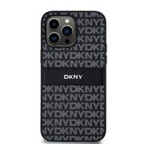 iPhone 14 Pro dėklas - DKNY - Odos Mono Stripe - Juodas - Kietas dėklas - Elegantiškas ir Apsaugantis