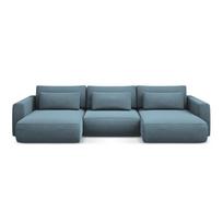 Šviesiai mėlynos spalvos sulankstoma/su sandėliavimo vieta kampinė sofa („U“ formos) Kapua – Makamii