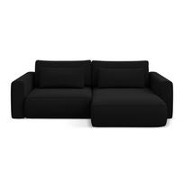 Juodos spalvos iš velveto sulankstoma/su sandėliavimo vieta kampinė sofa (su dešiniuoju kampu/su gultu) Kapua – Makamii
