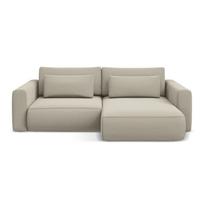 Smėlio spalvos iš velveto sulankstoma/su sandėliavimo vieta kampinė sofa (su dešiniuoju kampu/su gultu) Kapua – Makamii