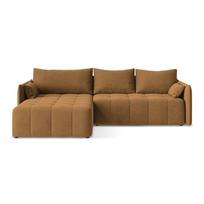 Terakotos spalvos sulankstoma/su sandėliavimo vieta kampinė sofa (su kairiuoju kampu/su gultu) Moku – Makamii