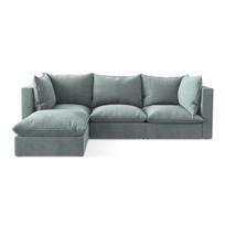 Mėlynos spalvos kampinė sofa (su kairiuoju kampu/su gultu) Manao – Makamii