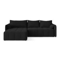Juodos spalvos sulankstoma/su sandėliavimo vieta kampinė sofa (su kairiuoju kampu/su gultu) Moku – Makamii