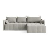 Šviesiai pilkos spalvos sulankstoma/su sandėliavimo vieta kampinė sofa (su dešiniuoju kampu/su gultu) Moku – Makamii
