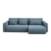 Šviesiai mėlynos spalvos sulankstoma/su sandėliavimo vieta kampinė sofa (su dešiniuoju kampu/su gultu) Kapua – Makamii
