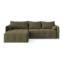 Khaki spalvos sulankstoma/su sandėliavimo vieta kampinė sofa (su kairiuoju kampu/su gultu) Moku – Makamii