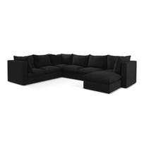Juodos spalvos kampinė sofa (su kairiuoju kampu/„U“ formos) Manao – Makamii