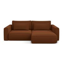 Terakotos spalvos iš velveto sulankstoma/su sandėliavimo vieta kampinė sofa (su dešiniuoju kampu/su gultu) Kapua – Makamii