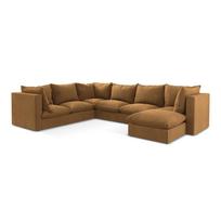 Terakotos spalvos kampinė sofa (su kairiuoju kampu/„U“ formos) Manao – Makamii