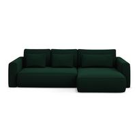Žalios spalvos iš velveto sulankstoma/su sandėliavimo vieta kampinė sofa (su dešiniuoju kampu/su gultu) Kapua – Makamii