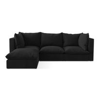 Juodos spalvos kampinė sofa (su kairiuoju kampu/su gultu) Manao – Makamii