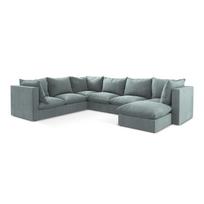 Mėlynos spalvos kampinė sofa (su kairiuoju kampu/„U“ formos) Manao – Makamii