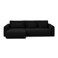 Juodos spalvos iš velveto sulankstoma/su sandėliavimo vieta kampinė sofa (su kairiuoju kampu/su gultu) Kapua – Makamii