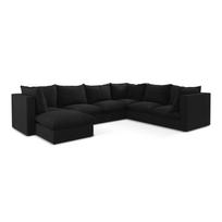 Juodos spalvos kampinė sofa (su dešiniuoju kampu/„U“ formos) Manao – Makamii