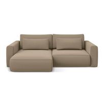 Šviesiai rudos spalvos iš velveto sulankstoma/su sandėliavimo vieta kampinė sofa (su kairiuoju kampu/su gultu) Kapua – Makamii