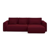 Bordo spalvos iš velveto sulankstoma/su sandėliavimo vieta kampinė sofa (su dešiniuoju kampu/su gultu) Kapua – Makamii
