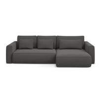 Tamsiai pilkos spalvos iš velveto sulankstoma/su sandėliavimo vieta kampinė sofa (su dešiniuoju kampu/su gultu) Kapua – Makamii