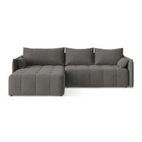 Tamsiai pilkos spalvos sulankstoma/su sandėliavimo vieta kampinė sofa (su kairiuoju kampu/su gultu) Moku – Makamii
