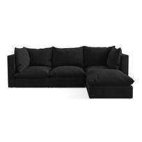 Juodos spalvos kampinė sofa (su dešiniuoju kampu/su gultu) Manao – Makamii