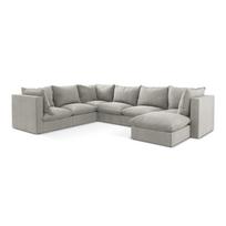 Šviesiai pilkos spalvos kampinė sofa (su kairiuoju kampu/„U“ formos) Manao – Makamii