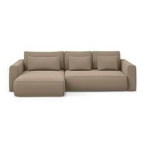 Šviesiai rudos spalvos iš velveto sulankstoma/su sandėliavimo vieta kampinė sofa (su kairiuoju kampu/su gultu) Kapua – Makamii