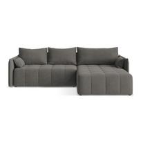 Tamsiai pilkos spalvos sulankstoma/su sandėliavimo vieta kampinė sofa (su dešiniuoju kampu/su gultu) Moku – Makamii