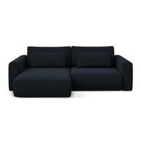 Tamsiai mėlynos spalvos iš velveto sulankstoma/su sandėliavimo vieta kampinė sofa (su kairiuoju kampu/su gultu) Kapua – Makamii