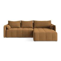 Terakotos spalvos sulankstoma/su sandėliavimo vieta kampinė sofa (su dešiniuoju kampu/su gultu) Moku – Makamii