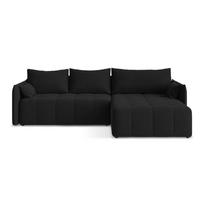 Juodos spalvos sulankstoma/su sandėliavimo vieta kampinė sofa (su dešiniuoju kampu/su gultu) Moku – Makamii