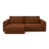Terakotos spalvos iš velveto sulankstoma/su sandėliavimo vieta kampinė sofa (su kairiuoju kampu/su gultu) Kapua – Makamii