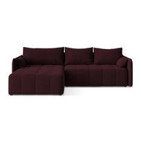Bordo spalvos sulankstoma/su sandėliavimo vieta kampinė sofa (su kairiuoju kampu/su gultu) Moku – Makamii