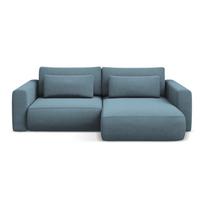 Šviesiai mėlynos spalvos sulankstoma/su sandėliavimo vieta kampinė sofa (su dešiniuoju kampu/su gultu) Kapua – Makamii