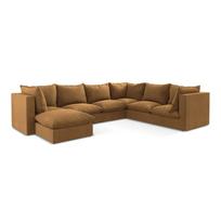 Terakotos spalvos kampinė sofa (su dešiniuoju kampu/„U“ formos) Manao – Makamii